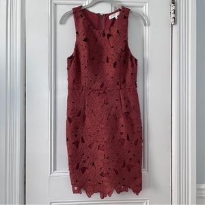ASTR The Label Textured Floral Crochet Bodycon Mini Dress Woodrose Copper